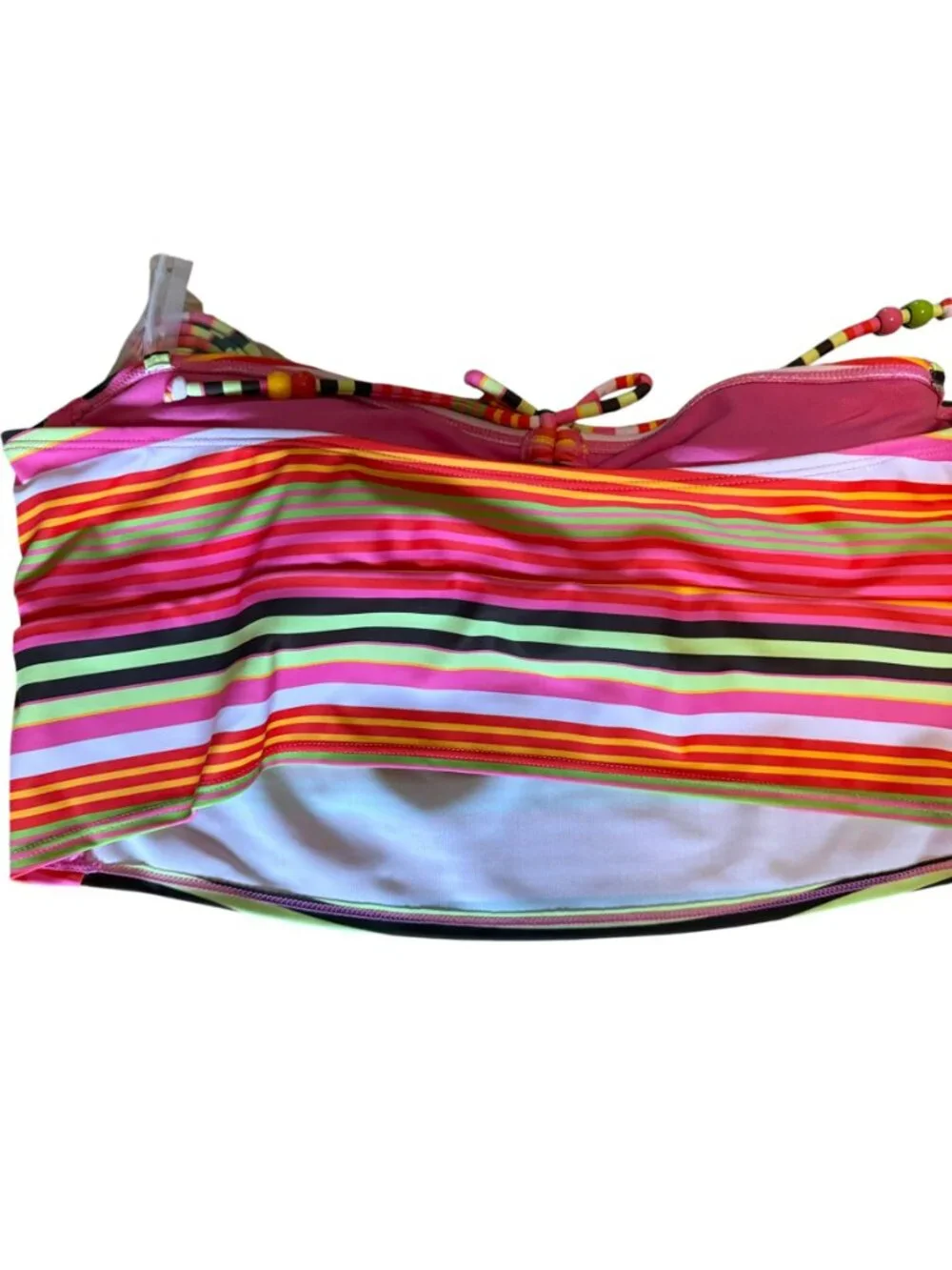 No Boundaries Multicolor Striped Bandeau Bikini Set – Size S (4‑6) NWT